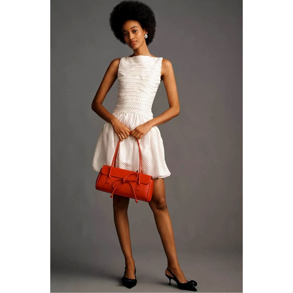 Anthropologie Lovaan VAL Sleeveless Ruched Mini Dress Dot Spot Print 12 NWT $395